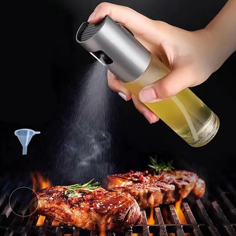 TOPTAN Sprey Yağlık Spreyli Cam Şişe Yağdanlık, Yağ, Sirke ve Limon Püskürtücü, 100 ml, Asorti