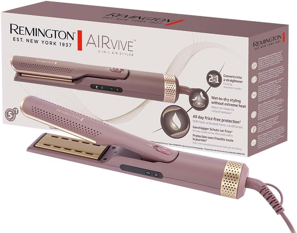 Alternative view of Airvive AS8930 2'si 1 arada sıcak hava fırçası, ıslak ve kuru temizleme için, iyon teknolojisi, mikro krem, LED ekran ve kavisli, frizz önleyici kaplama