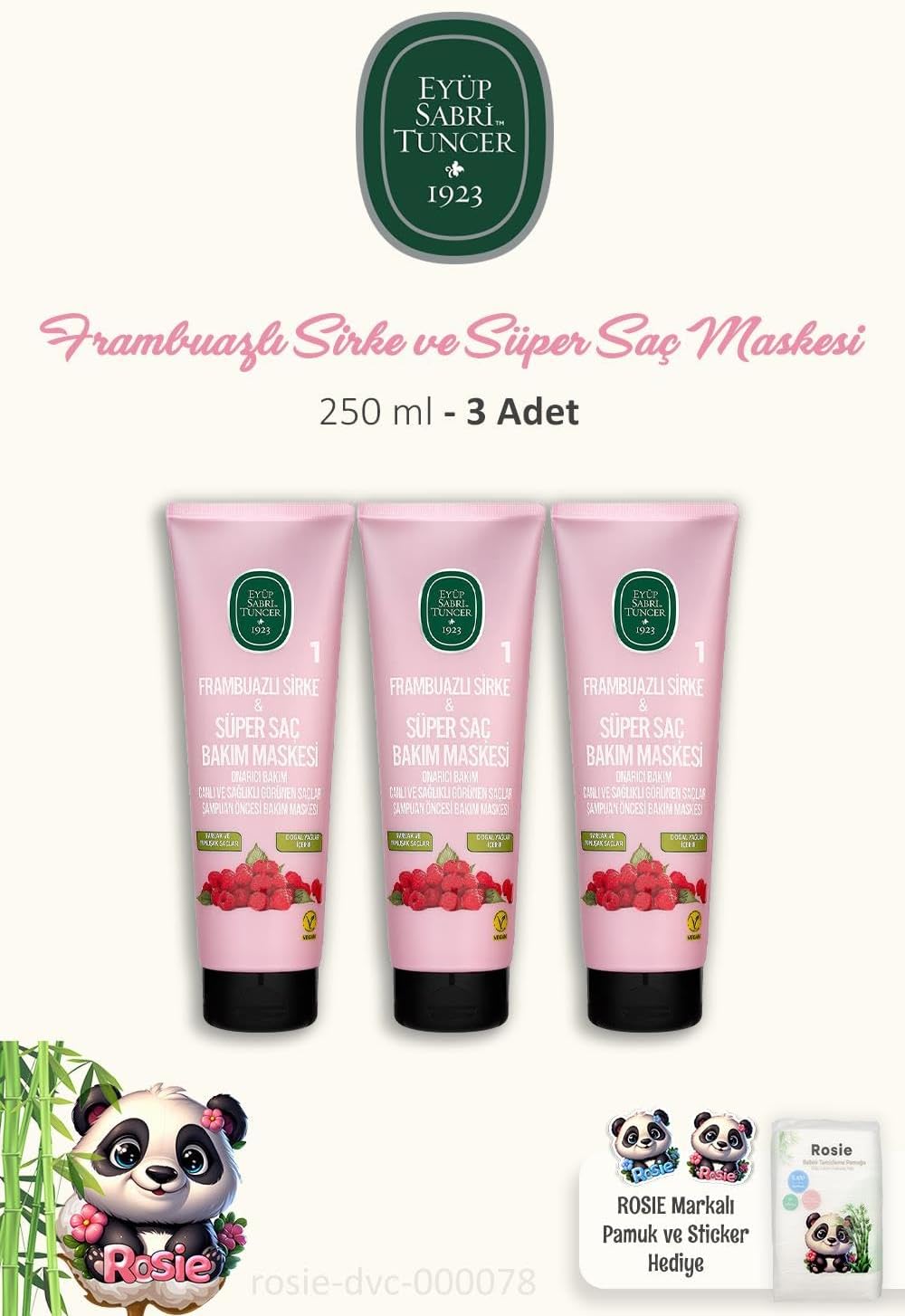 Alternative view of 3 'lü Frambuazlı Sirke Saç Maskesi 250 ml ve ROSIE Pamuk