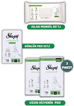 Natural Ultra Hassas Ped Uzun 40'lı, Günlük Ped 32'li, Natural 60'lı Mendil ve ROSIE