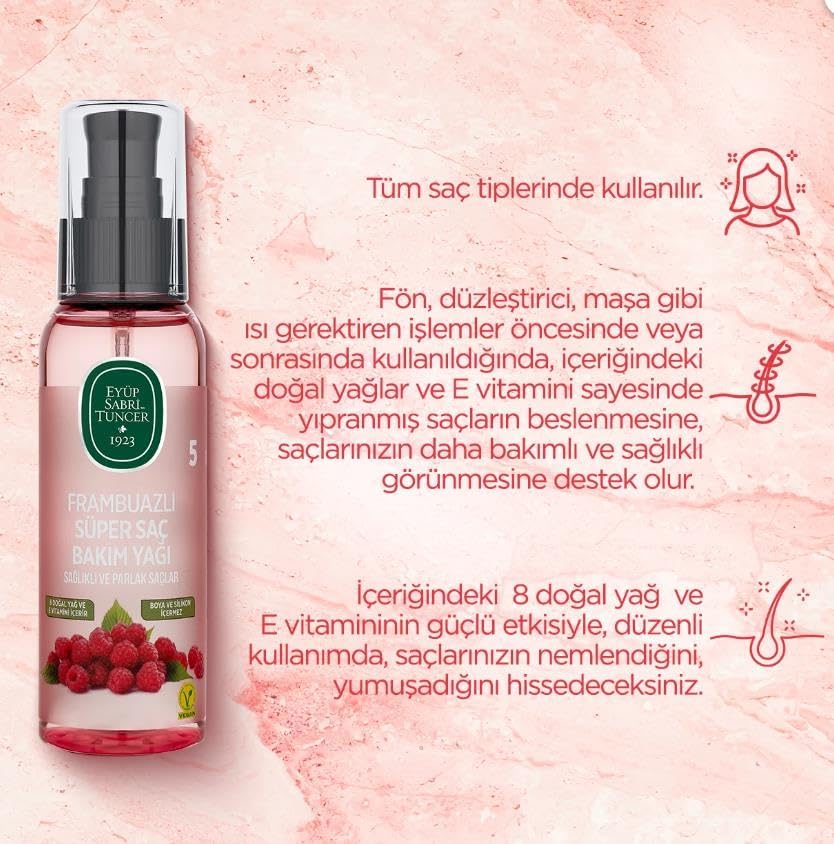 100 ml Bakım Yağı ve Şampuan, Saç Bakım Spreyi 210 ml Frambuaz ve Rosie Hediye