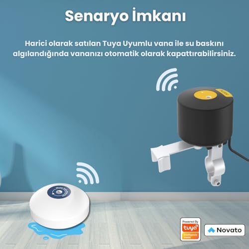 WiFi Su Baskını Sensörü - Dahili Alarmlı (, Smart Life Uyumlu)