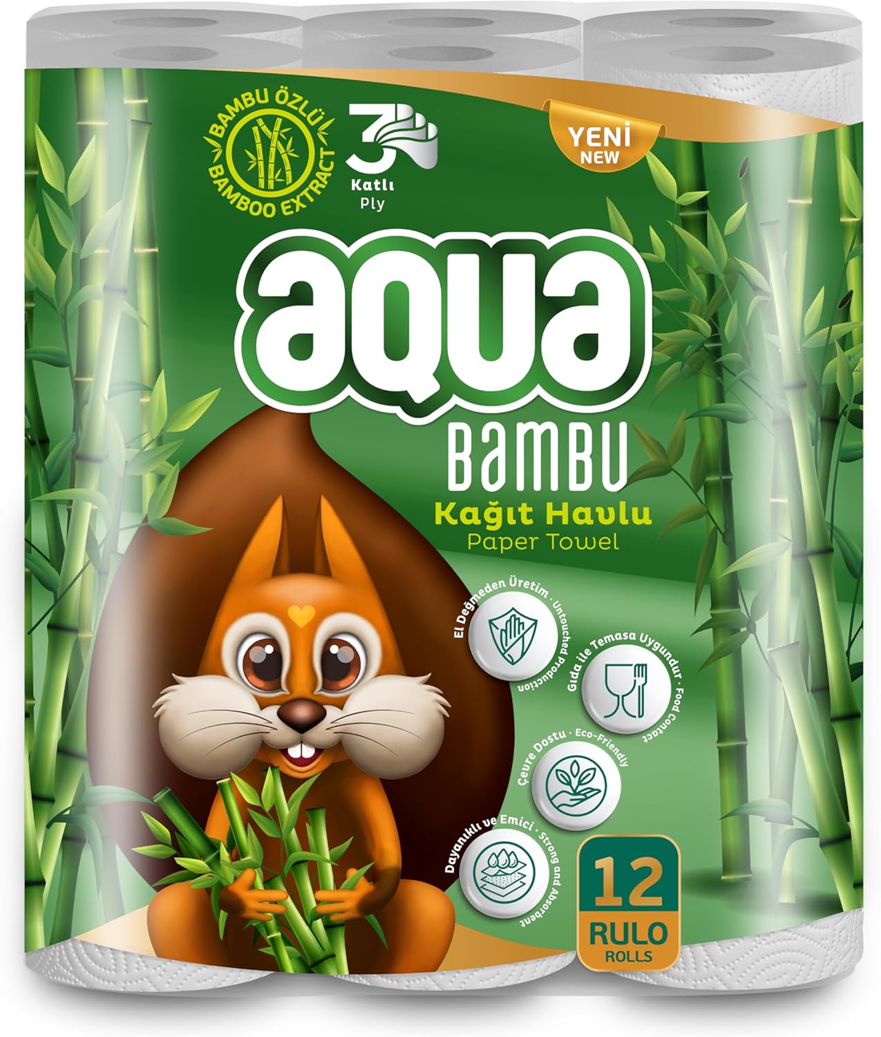 Aqua Bambu 3 Katlı 12li Kağıt Havlu