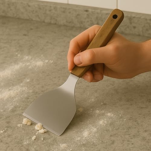 Alternative view of Ahşap Saplı Paslanmaz Çelik Spatula – 24cm Eğilimli Çok Amaçlı Mutfak Spatulası | Izgara, Burger, Sebze, Temizlik için Profesyonel Metal Spatula