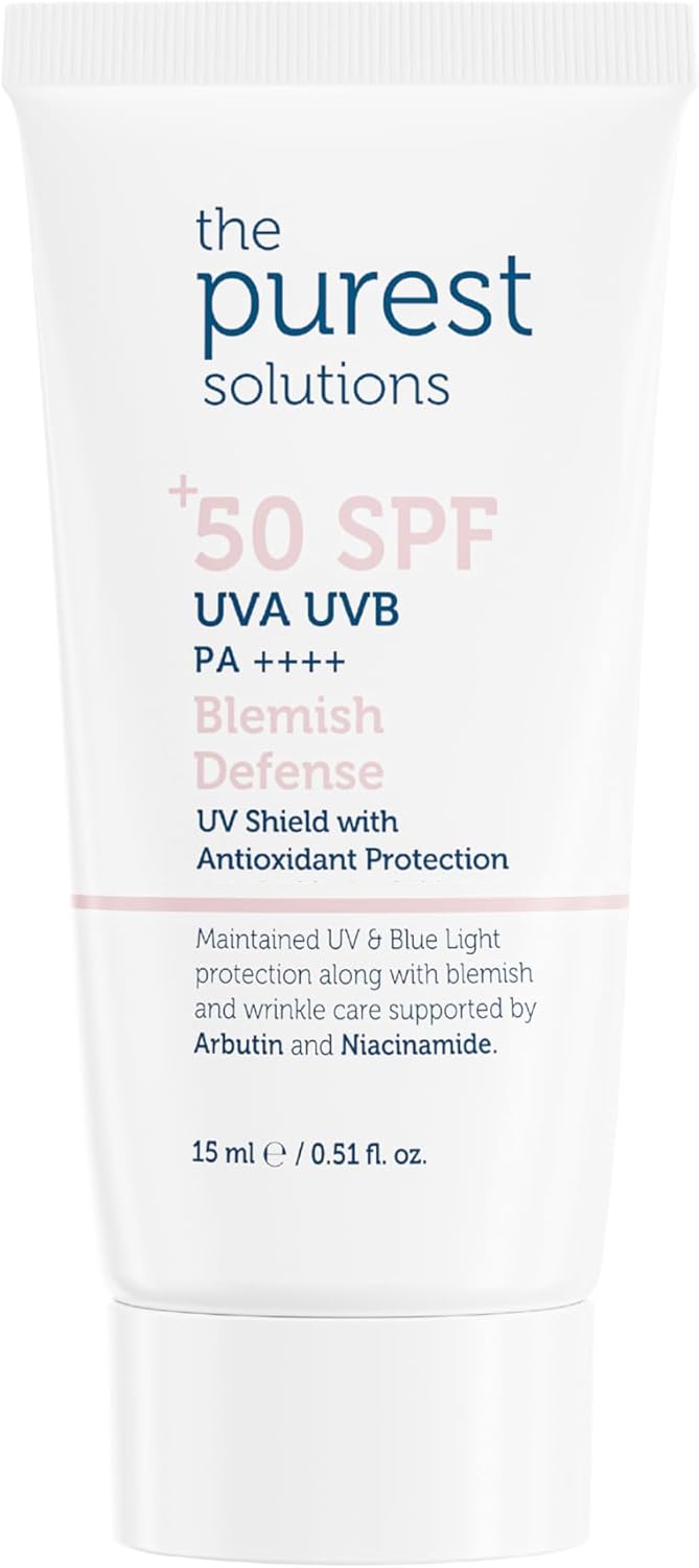 The Purest Solutions Cilt Tonu Eşitleyici Ve Leke Karşıtı Blemish Defense Renkli Güneş Koruyucu Krem SPF 50, Seyahat Boy 15 ml