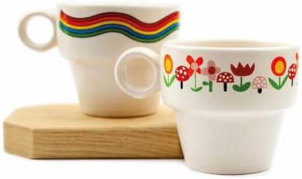 & Gökkuşağı 2'li Espresso Bardak Seti - Hediye Seramik Fincan