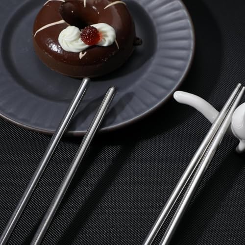 Alternative view of 5 Çift Paslanmaz Çelik Chopsticks – Metal Çin Yeme Çubuğu Seti, Kaymaz Sushi ve Noodle Çubuğu, Yeniden Kullanılabilir Makarna ve Yemek Çubuğu Takımı