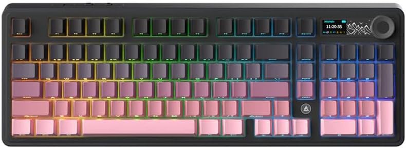 Ajazz AK980 Kablosuz Hot-Swap TFT Ekranlı Mekanik Oyun Klavyesi 8.000 Mah Batarya Pembe - Switch