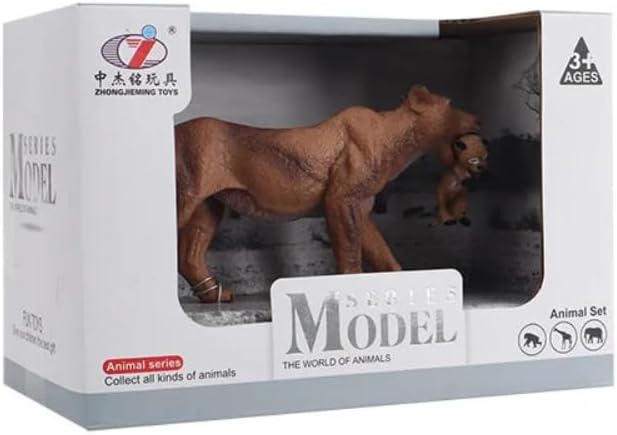 Kutulu Model Figür Hayvan Dişi Aslan ve Yavrusu