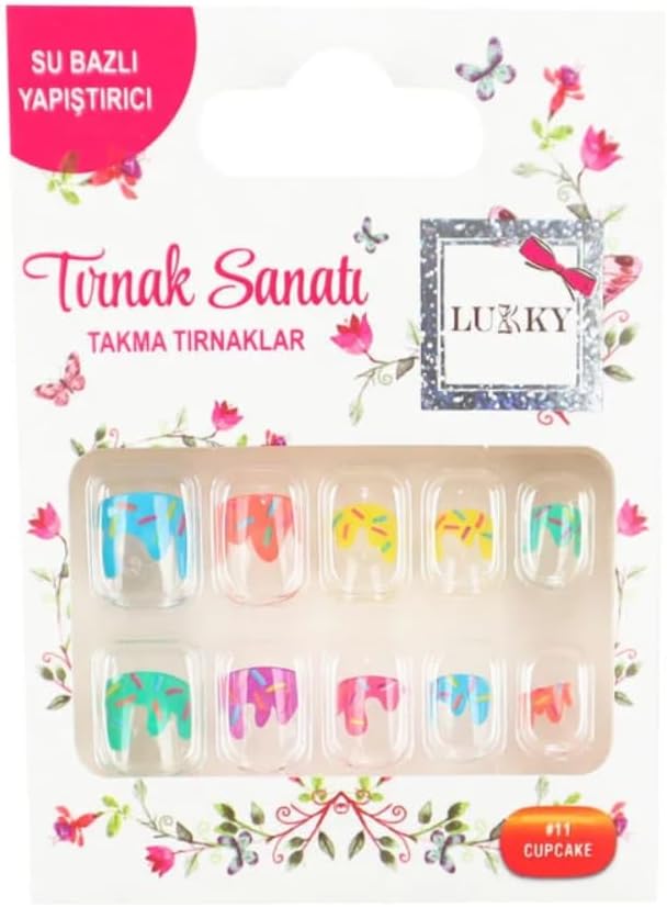 Lukky Şekerleme Baskılı Yapışkanlı Takma Tırnak Seti