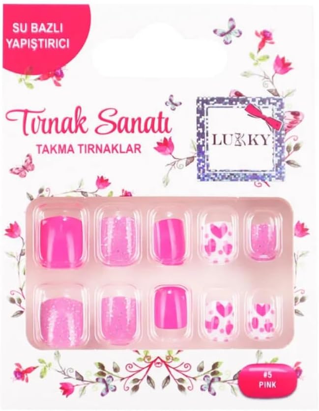 Lukky Kalp Baskılı Yapışkanlı Takma Tırnak Seti
