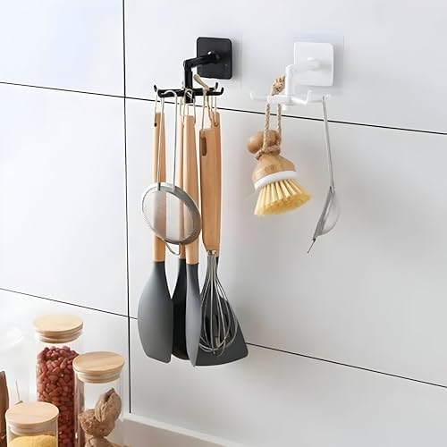Alternative view of 1 Adet 6 Kancalı 360° Döner Yapıştırmalı Askılık - Mutfak ve Banyo Organizeri, Kepçe, Havlu, Lif Askısı