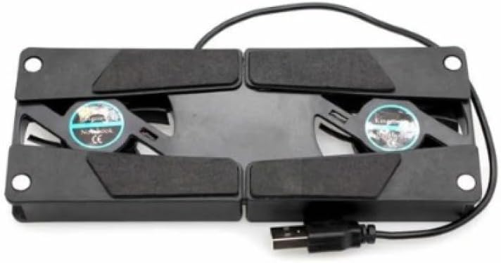 Ultra Küçük Katlanabilir Dizüstü Bilgisayar Soğutucu, Şık Tasarım, 2 Fan, USB Bağlantılı, Siyah Plastik Ayaklar