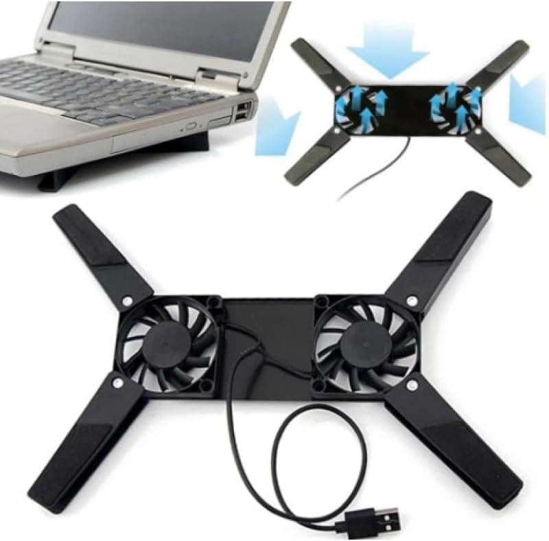 Alternative view of Ultra Küçük Katlanabilir Dizüstü Bilgisayar Soğutucu, Şık Tasarım, 2 Fan, USB Bağlantılı, Siyah Plastik Ayaklar