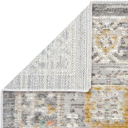 Zaraf Açık Gri Klasik Göbekli Etnik Desen Halı Oturma Odası Salon İnce Yazlık Halı