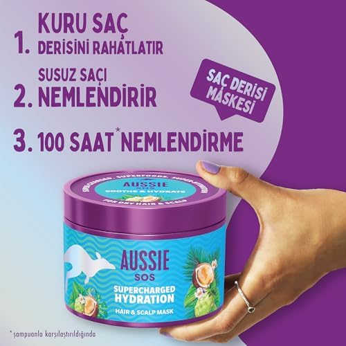 Aussie SOS Supercharged Hydration Saç Maskesi 500ml, Kuru Saç Derisi için