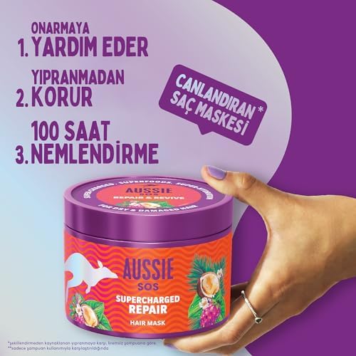 Aussie SOS 1 Dakikada Kuru ve Yıpranmış Saçları Kurtaran Saç Maskesi 500ml
