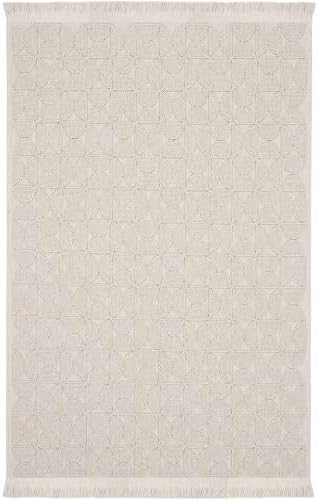 Bej Halı Bukle Kaymaz Taban Yıkanabilir Halı Geometrik Desen Oturma Odası Halısı