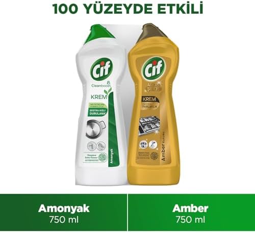 Cif Krem Amonyaklı Yağ ve Kireç Sökücü 750 ml + Cif Krem Altın Işıltısı Kokulu 750 ml