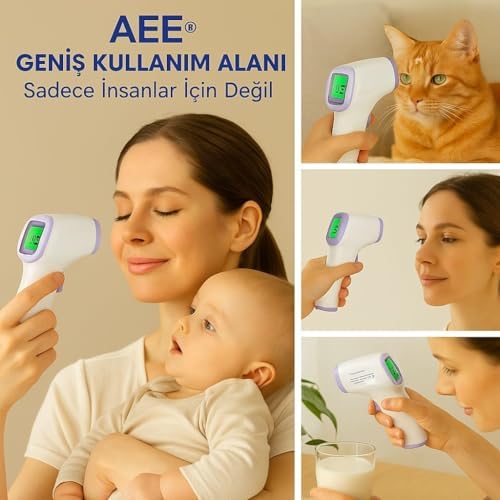 Alternative view of CE onaylı Dijital Temassız Ateş Ölçer Termometre Tabanca Model Hafızalı Pilli Bebek Çocuk Kedi Köpek Ortam Nesne Yemek Havuz Oda