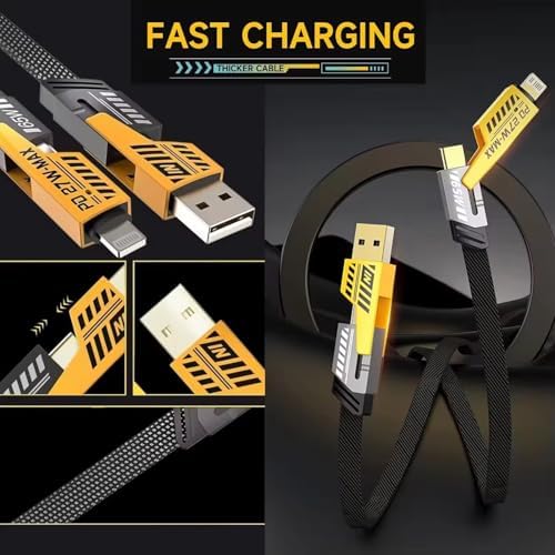 Alternative view of 4 in 1 Çoklu USB Şarj Kablosu: 1M, Type C to Lightning Örgü Şarj Kablosu USB A/USB C 65W Tip C/27W PD Her Cihaz ile Uyumlu Metal Başlıklı