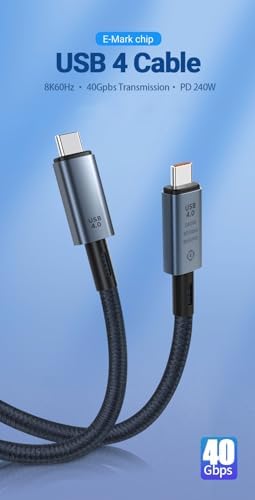 ZR851 240W USB 4.0 40GBPS 8k Thunderbolt Görüntü Aktarım ve Hızlı Şarj Kablosu 2 Metre