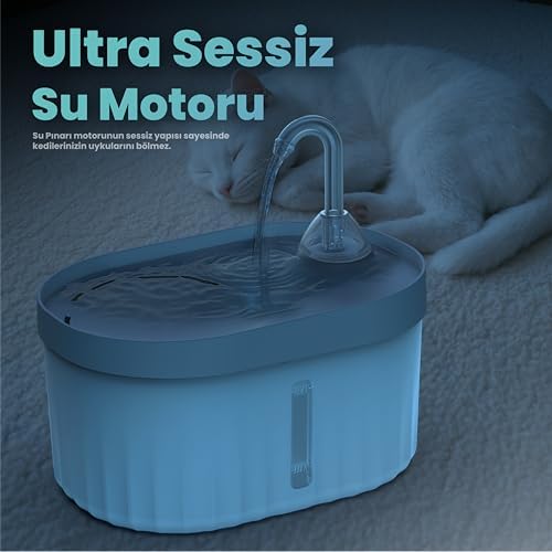 Alternative view of Otomatik Kedi Su Pınarı Ultra Sessiz Kedi Su Sebili 40db Usb Bağlantılı 2,3 Lt (Standart) Aquata Ayarlanabilir Musluk Kedi Su Filtreli Kedi Su Şelalesi ATAPET