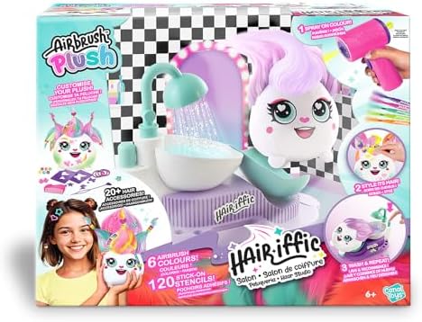 Canal Toys - Plush Hair'iffic Salon – Çocuklara uygun pelüş hayvan, pille çalışan airbrush, şablonlar ve yıkama istasyonu, yaratıcı ve tekrar kullanılabilir (6 yaşından itibaren)