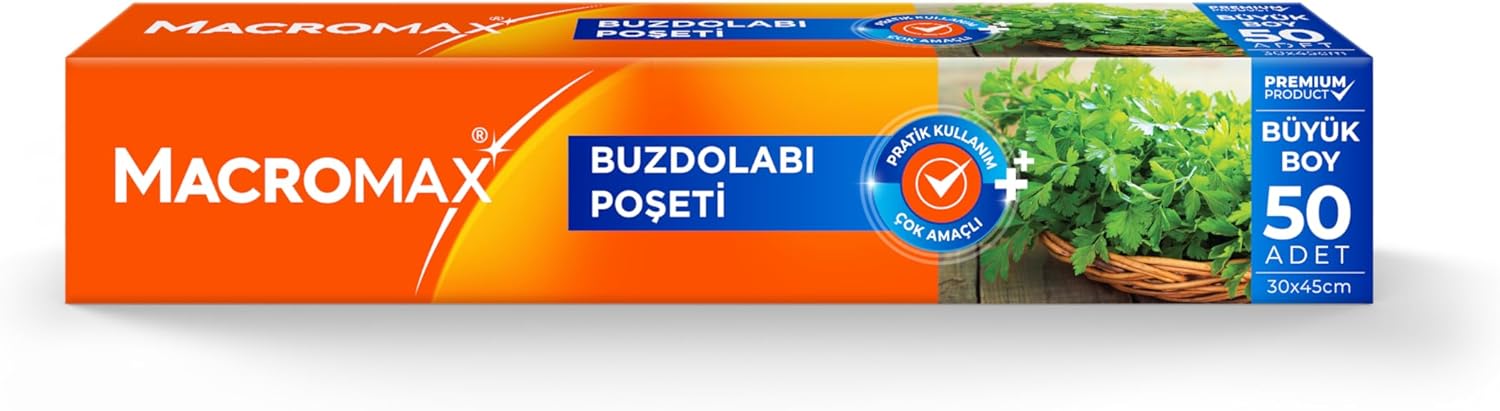 Alternative view of Macro Max Buzdolabı Poşeti Büyük Boy 50 Adet (30x45 cm), Geniş Hacimli Saklama ve Dondurucu Poşeti