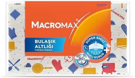 Macro Max Gümüş İyonlu Bulaşık Kurutma Matı, Süper Emici, Hızlı Kuruyan Koku Yapmaz Mutfak Altlığı