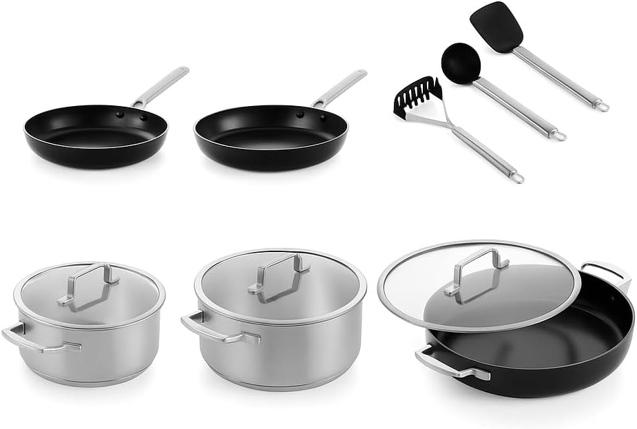 Chef’s 11 Parça Pişirme Seti – Thermolon™ Seramik Yapışmaz, PFAS’sız, İndüksiyon Uyumlu, Fırında Kullanılabilir