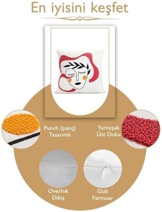 Alternative view of 45X45 Özel Tasarım Panç Süzene Desen Dekoratif Kırlent Kılıfı Modern Beyaz 52
