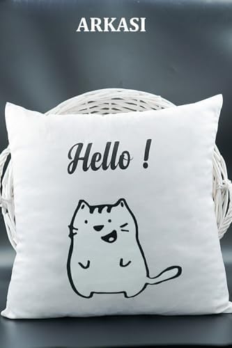 Harfli Kırlent Kılıfı Kadife 43X43 Cm Çift Taraflı S Harfi Kedi Desenli Evlilik Teklifi Doğum Günü
