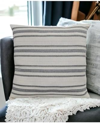Buldan Dokuma Tasarım%100 Pamuklu 45X45Cm Kırlent Kılıfı Krem Bej-Siyah