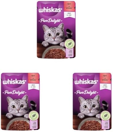 Whiskas Pouch Pure Delight Jöle İçinde Sığır Etli Yetişkin Kedi Konservesi 85 Gr 3lü paket