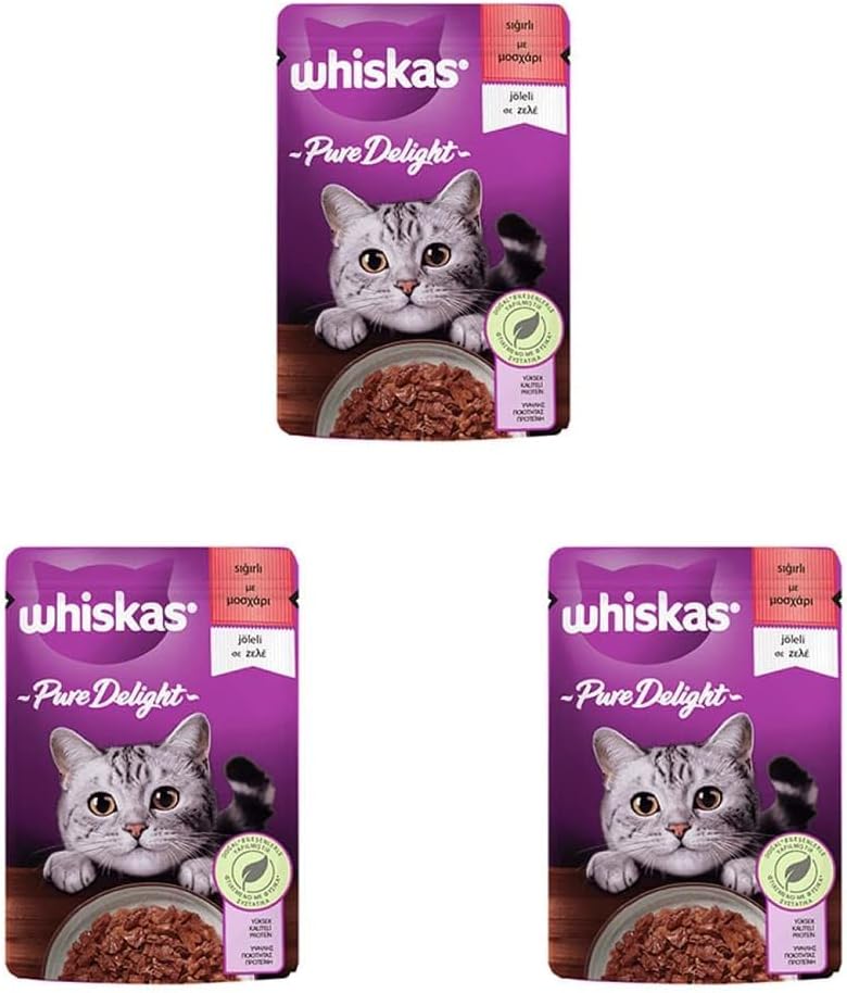 Alternative view of Whiskas Pouch Pure Delight Jöle İçinde Sığır Etli Yetişkin Kedi Konservesi 85 Gr 3lü paket