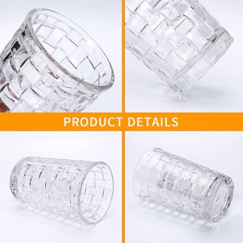 400ml,kabartma Dokuma Desenli 62'lı SetUzun Cam Bardak, ve Soğuk Kokteyller,Buzlu İçececekler için Kibar Şık Ergonomik Tasarım Borosilikat Cam