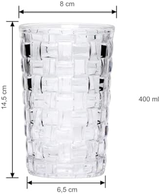 Alternative view of 400ml,kabartma Dokuma Desenli 62'lı SetUzun Cam Bardak, ve Soğuk Kokteyller,Buzlu İçececekler için Kibar Şık Ergonomik Tasarım Borosilikat Cam