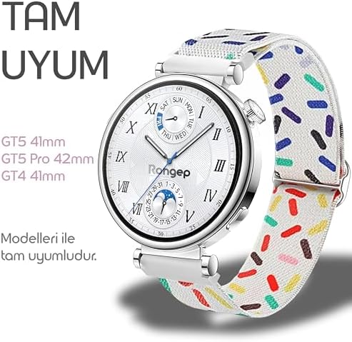 Alternative view of Serisi 18mm Esnek Kumaş Kordon ile Uyumlu GT5 41mm/GT5 Pro 42mm/GT4 41mm için Terleme Karşıtı Nefes Alabilen Bileğe Göre Ayarlanabilen Elastik Kayış