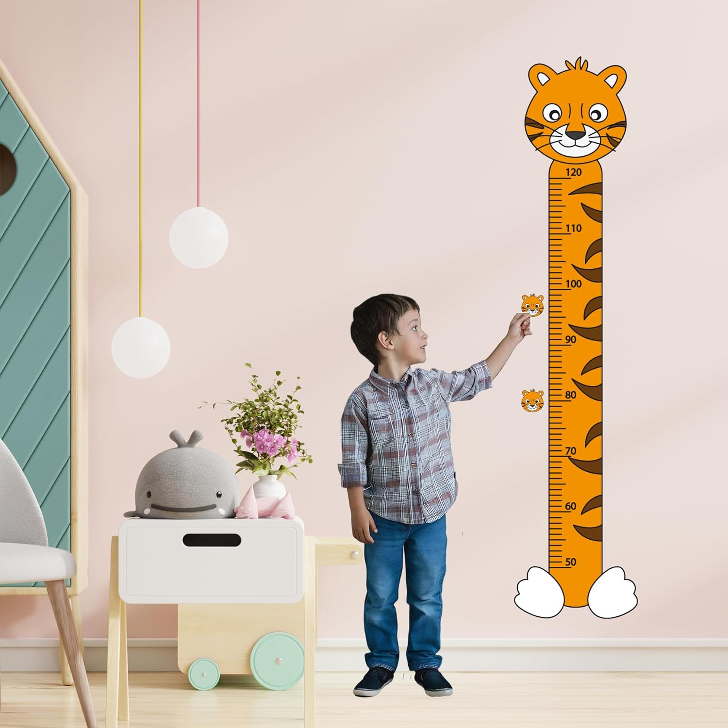 Alternative view of Kaplan Temalı Çocuk Boy Ölçer Duvar Stickerı – Sevimli Hayvan Figürlü Yükseklik Cetveli