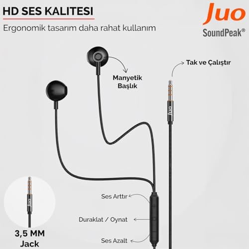 Alternative view of 3.5mm Girişli Mikrofonlu Kablolu Kulak İçi Kulaklık Metal