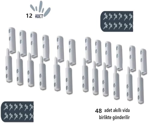 Sineklik Menteşesi, Beyaz 12 Adet (24 adet Akıllı Montaj Vidası İle Birlikte)