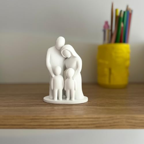Aile Figürlü Dekoratif Masa Heykeli, Sevgi Temalı, 10x7 cm, ve Babalar Günü Hediyesi
