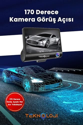 Alternative view of Araç İçi Kamera 4'' Lcd Ekran 3 Kameralı 170° Geniş Açı 1080p G-Sensör Gece Görüşlü Uyumlu Yol Kayıt