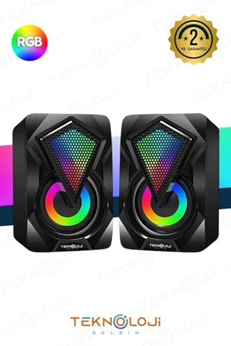 Bilgisayar Hoparlörü Led Işıklı Rgb Laptop Pc Uyumlu 1+1 Speaker
