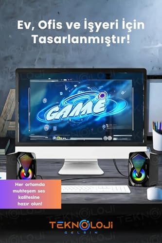 Alternative view of Bilgisayar Hoparlörü Led Işıklı Rgb Laptop Pc Uyumlu 1+1 Speaker