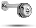 Alternative view of NEREZE 925 Ayar Gümüş Rodyumlu Minimal Zirkon Taşlı Pırlanta Montürlü Tragus Piercing Küpe