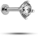 Alternative view of NEREZE 925 Ayar Gümüş Rodyumlu Minimal 4 mm Tek Taş Tragus Piercing Küpe