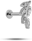 Alternative view of NEREZE 925 Ayar Gümüş Rodyumlu Minimal Zeytin Dalı Tragus Piercing Küpe