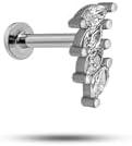 NEREZE 925 Ayar Gümüş Rodyumlu Minimal Sıralı Damla Zirkon Taşlı Tragus Piercing Küpe